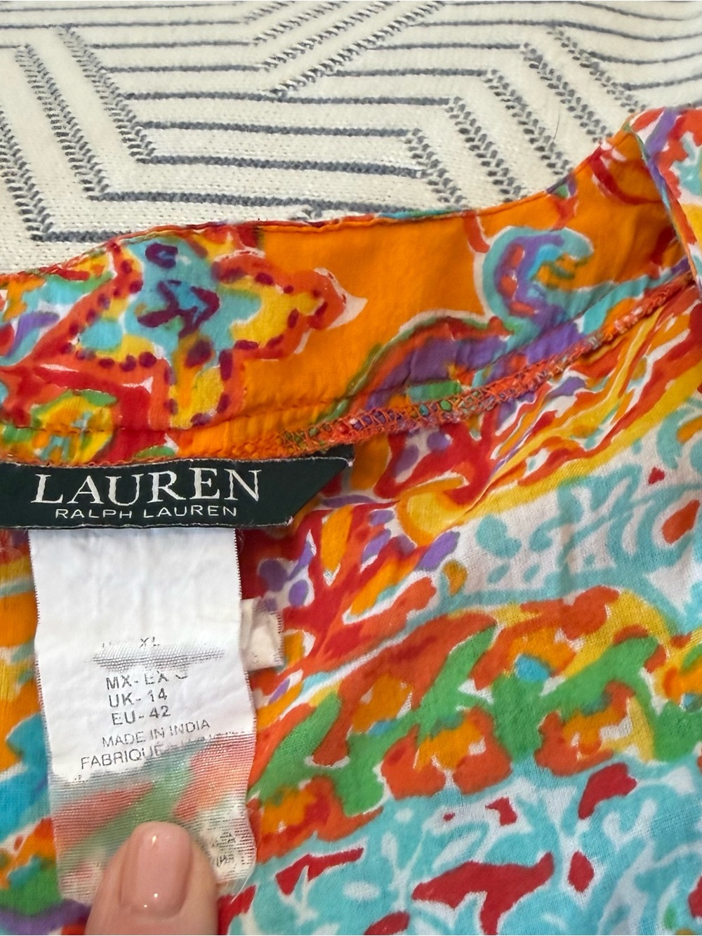 Lauren by Ralph Lauren Orange Boho Multicolor Paisley Swim Cover-Up, XL - Picture 7 of 11